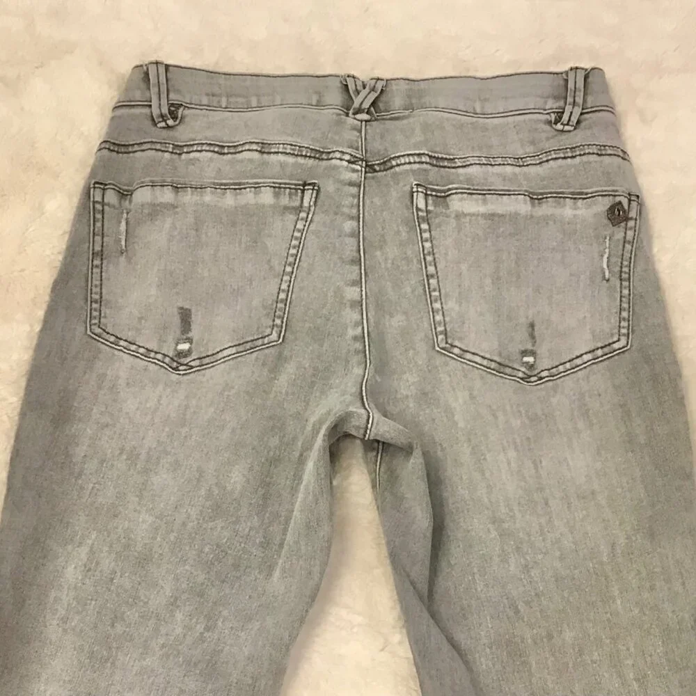 Democracy 4 AbSolution Women’s Jeans Gray Mid Rise Tapered Leg Stretch B1877ONNZ